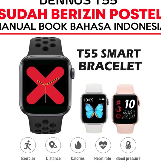 Best Terlaris Dennos T55 SmartWatch Bluetooth Heart Rate Sport Fitness Pedometer ORIGINAL Terlaris