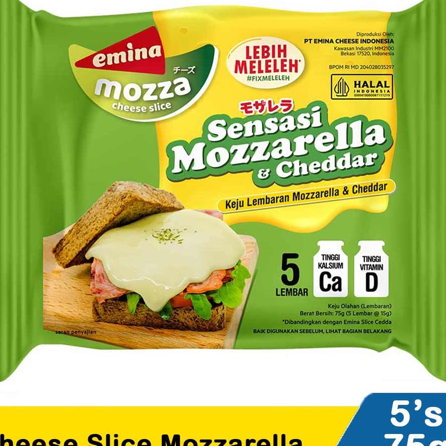 

Ready Keju Emina Mozzarela Slice Lembaran 75gr isi 5 pcs Jual