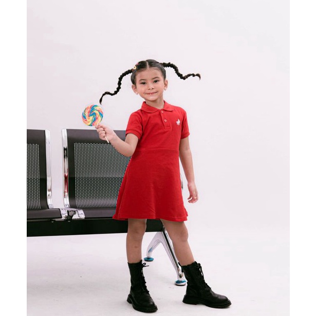 Terbaik.. Baju Anak Polo Dress Anak Perempuan Premium Little Warren Red ( Kaos Polo Anak )