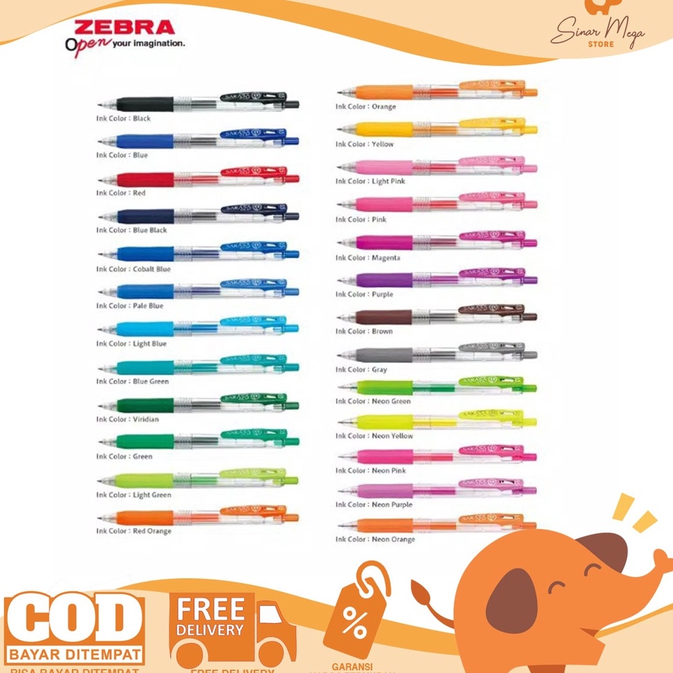 

8.8 Brands Festival Zebra Sarasa Clip Gel Pen 0,5mm / Pulpen Gel Sarasa Clip Zebra 0,5 / Pulpen Ballpoint Gel Pulpen Sarasa 0,5mm