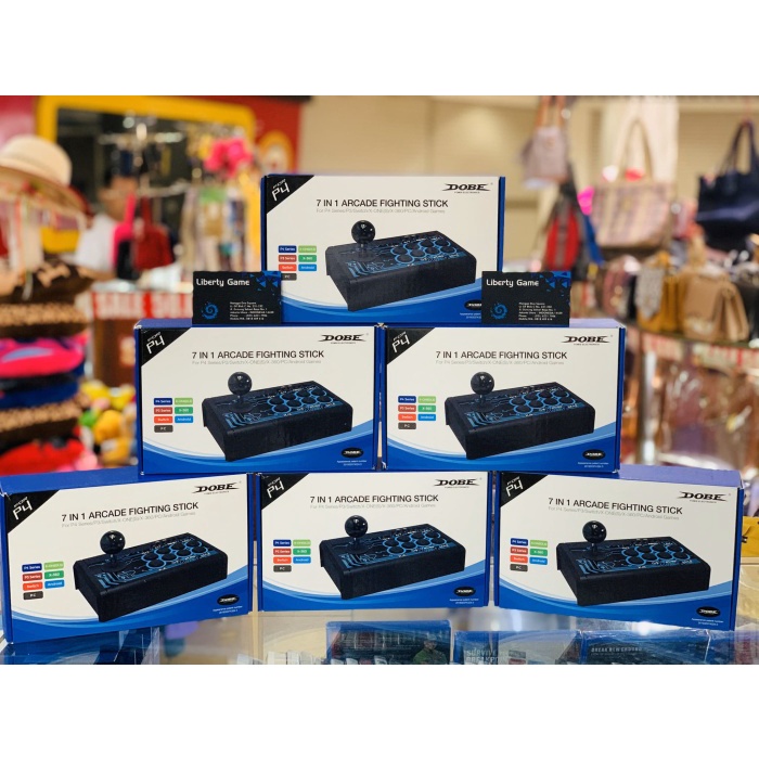 ✨Ori Dobe Arcade Fighting Stick Gamepad 7 In 1 Tp4-1886 Black Blue Terbaru