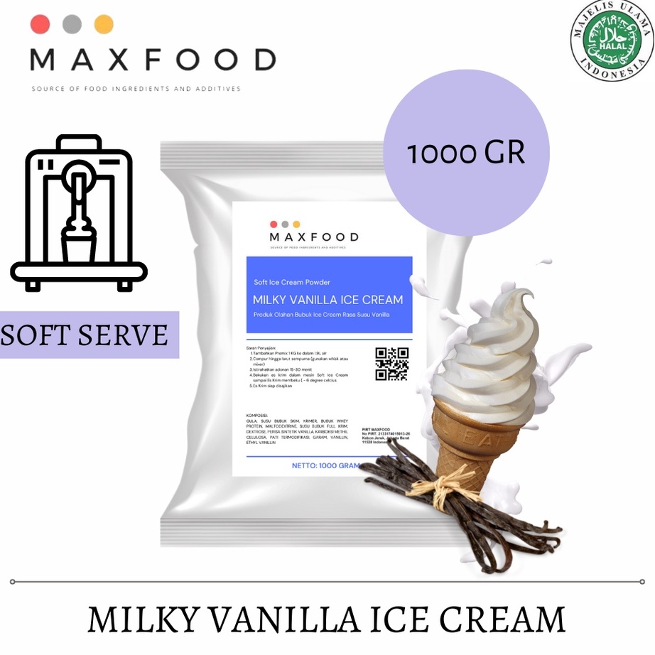 

GZZZ1976 TEBUS MURAH MAXFOOD - Soft Milky Vanilla Ice Cream / Bubuk Es Krim Rasa Milky Vanilla 1 Kg