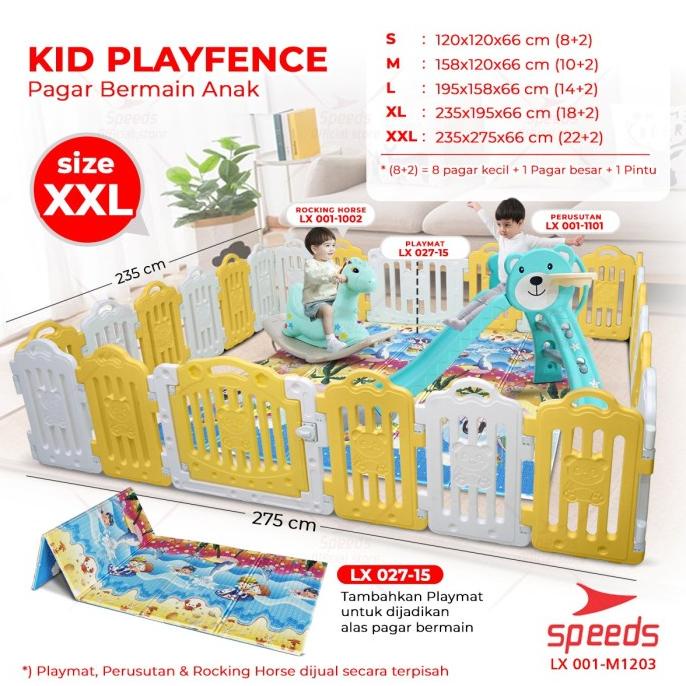 SPEEDS Pagar Bayi Playfence Mainan Anak Pagar Anak Babyfence 001-1203