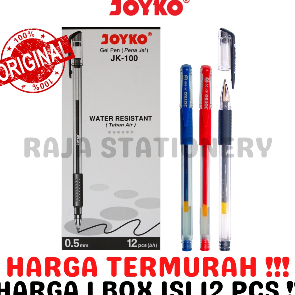 

[ART. Q34P] JOYKO GEL PEN JK-100 PEN BLACK BLUE RED PULPEN PENA JOYKO HITAM BIRU MERAH LUSIN [12PCS]