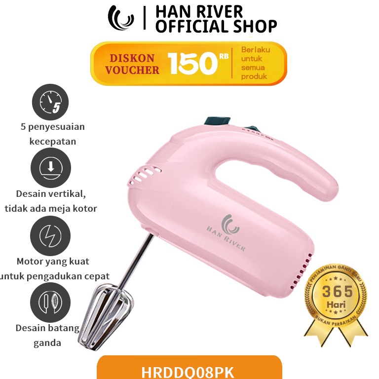 TERBAIK Mixer  HAN RIVER  HRDDQ08PK Hand Mixer Pink