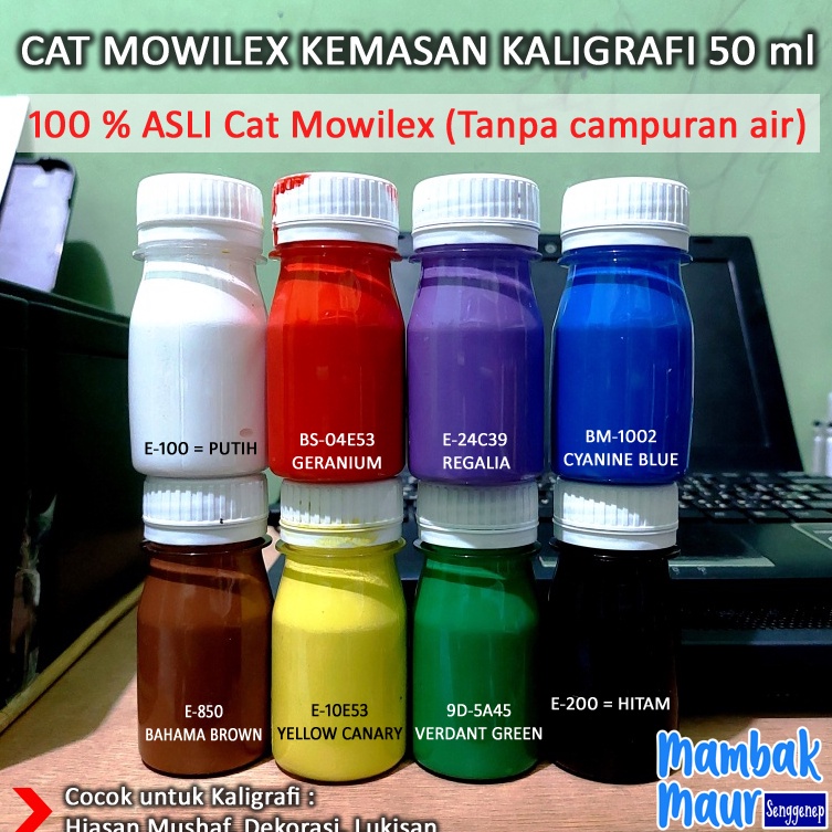 

[C8Q] Cat Akrilik 100% Mowilex untuk Lukis Kaligrafi Dekorasi Hiasan Mushaf Ukuran Botol 50 ml 61