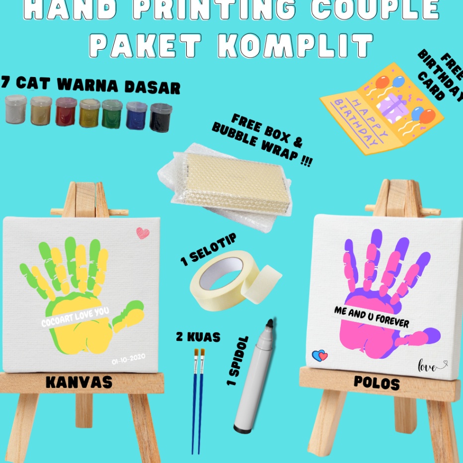 

➙➼✦❃ DIY Handprint Painting Kit l Hand Painting Kit Couple [ Valentine Edition ]