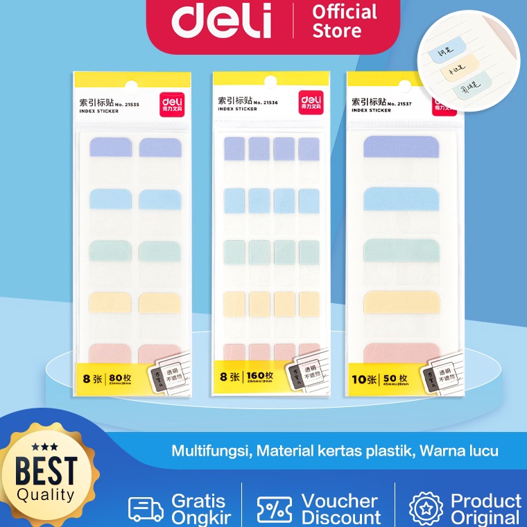 

7.7 MALL Deli Index Tab / Penanda / Pembatas Halaman Kertas Plastik 2153X