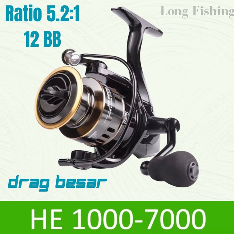 LANGSUNG ORDER Reel Pancing Metal HE HD SERIES 500 - 7000 Max Drag 10Kg HE500 HE800 HE1000 HE2000 HE
