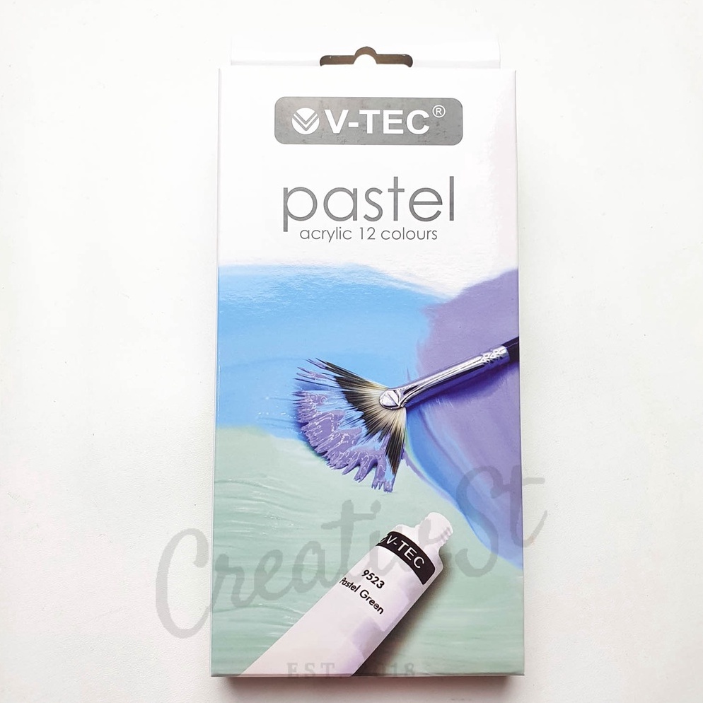 

[PRODUK YAZDO58] V-tec Cat Acrylic 12 Warna PASTEL Cat Akrilik Vtec Set Paint Promo ⌒-