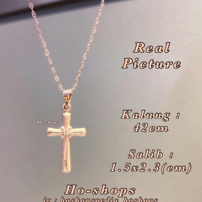 Kalung Salib Rosegold Kadar 75% Asli Emas