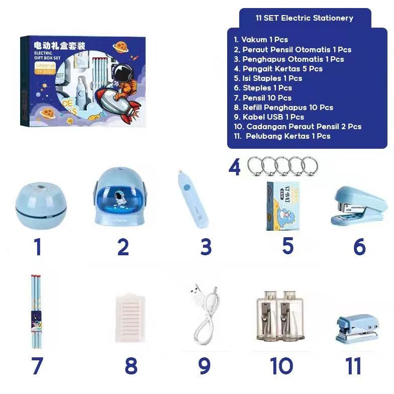 

BUS307 GAGALU ELECTRIC STATIONERY SET / SET ALAT TULIS /ELEKTRIK RAUTAN PENGHAPUS VACUUM PENSIL 11 IN 1 /ANAK ALAT PERKAKAS BELAJAR ANAK PEREMPUAN KADO TERMURAH