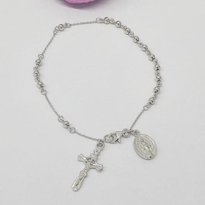 Gelang Fashion Berliontin Salib Perak Asli Silver 925 Anti Karat