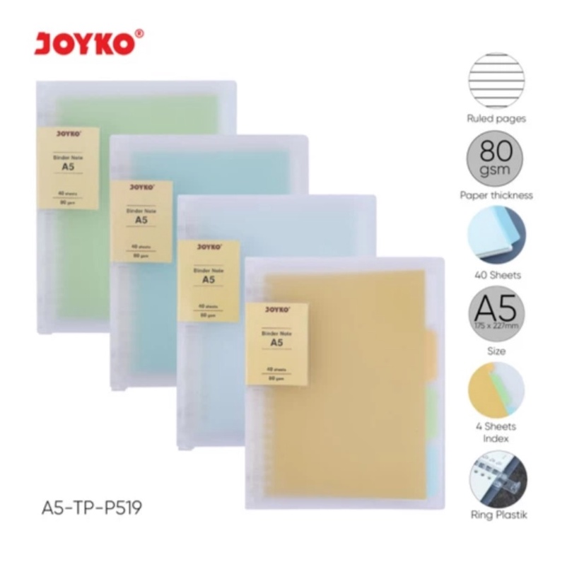 

6.6 Product HOT Binder Note Cover Transparan Buku Tulis Joyko - A5-TP-P519 / Map Binder A5