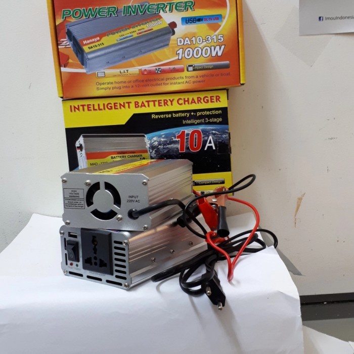 PROMO PAKET POWER INVERTER 1000 WATT + CHARGER AKI USSAT 10A