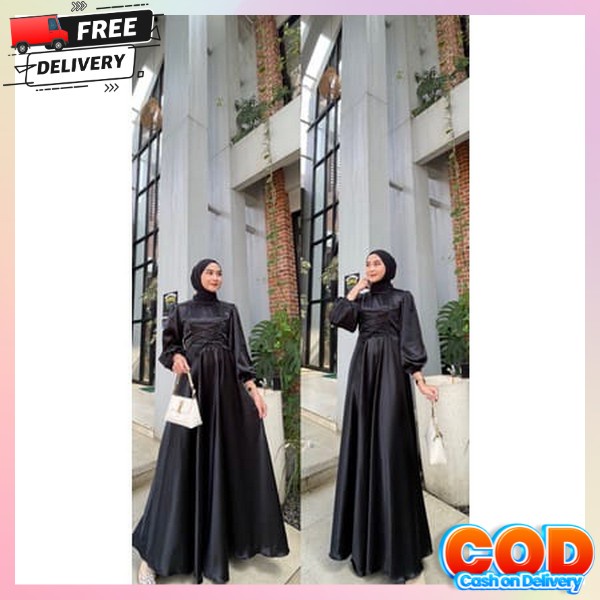 Gamis Wanita Deress Simple Muslimah Busui Gaun Premium Maxi Impor Gamis Midi Dress Jumbo Hamis Terba