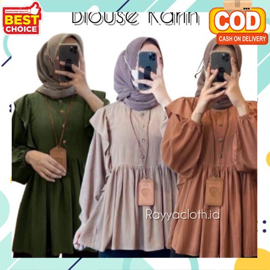 Atasan Kemeja Wanita Carlotta Marble Puffy Blouse Jumbo Blouses Blose Bloss Blus Blos Lengan Panjang