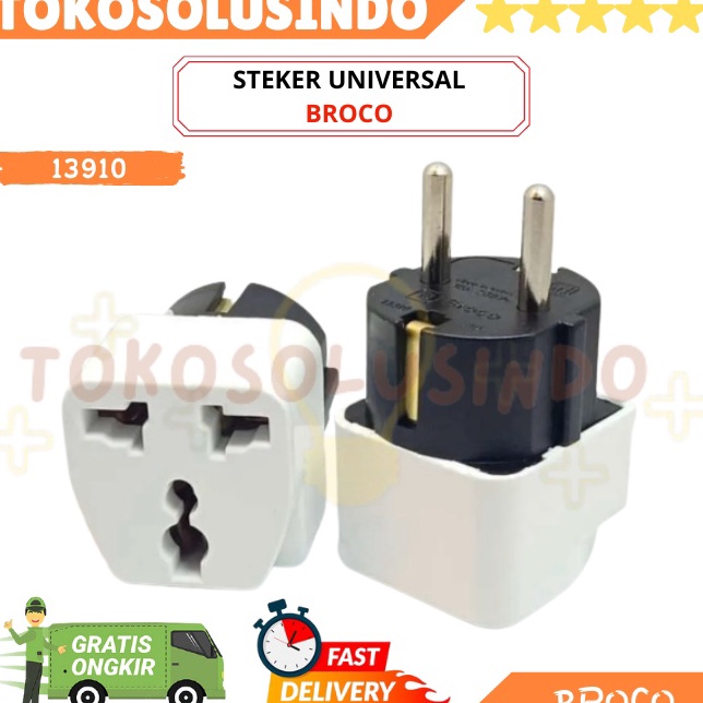 ★★ RS Over Steker Universal BROCO 13910  Multi Adaptor Plug, Colokan Sambungan Kaki 3 ke Kaki 2, Col