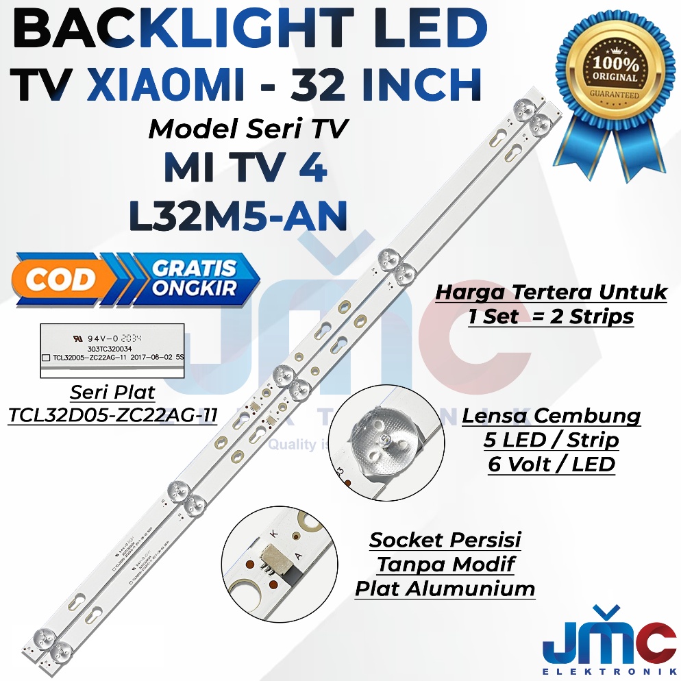 READY BACKLIGHT TV LED XIAOMI MI TV 4 L32M5-AN L32M5AN L-32M5AN 5K 6V 32 INC INCH 32IN