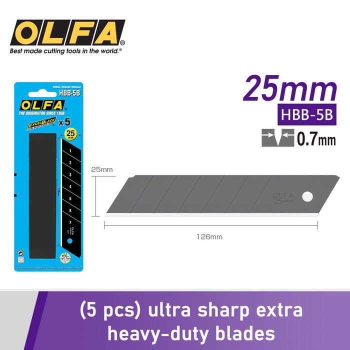 

Terlaris Refill Blade Olfa Cutter 25Mm Hbb-5B (5Pcs Per Pack) Olfa