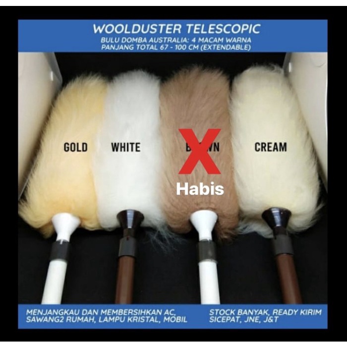 Kemoceng Telescopic Bulu Domba Australia-Anti Gores