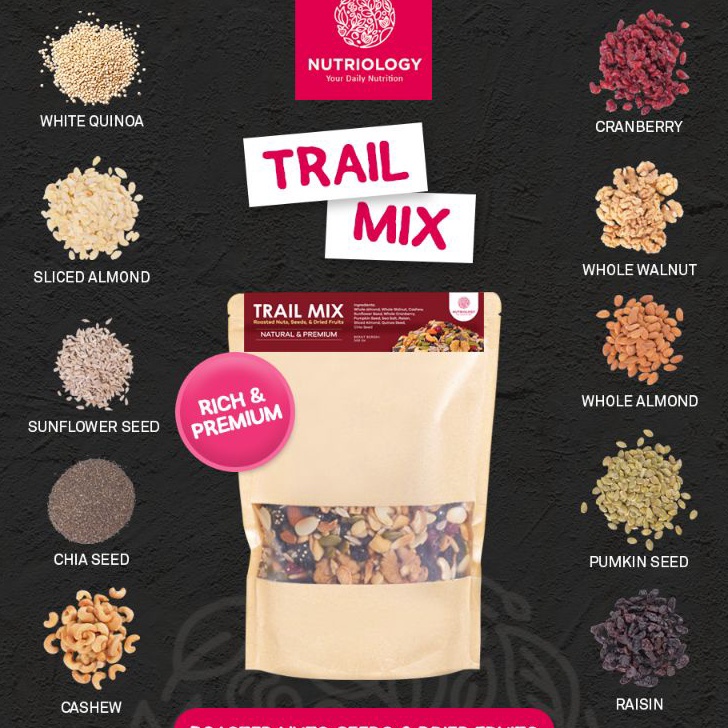 

12.12 SALE Trail Mix Nutriology 500 gr Roasted Nut Seed Dried Fruit Cemilan Enak Diet Sehat Praktis murah Bergizi Premium Alami !!