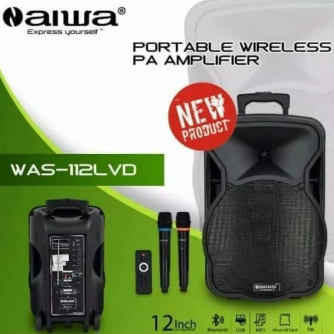 Speaker Metting Portable Aiwa 12 inch isi 2 mic wirelles