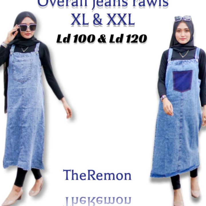 ~~SIM`~ PROMO OVERAL JEANS FIT XL & XXL/OVERAL JEANS BIG POCKET JANETA/OVERALL ROK KODOK JEANS/OVERA