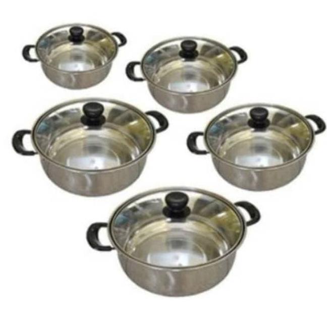 Panci Set 5 Susun Tutup Kaca / Panci Set 5 Stainless Steel