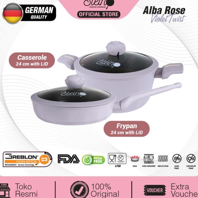Steincookware Stein Alba Rose Set 2 In 1 Panci Set Anti-Lengket