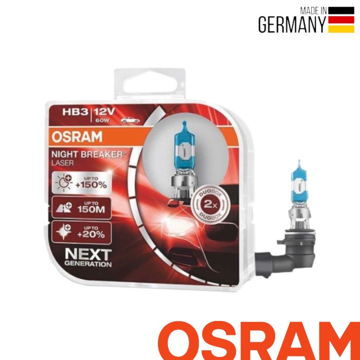 ✨New Osram Nbr Laser 150 Brighter 20 Whiter - Hb3 - Made In Germany Terbatas