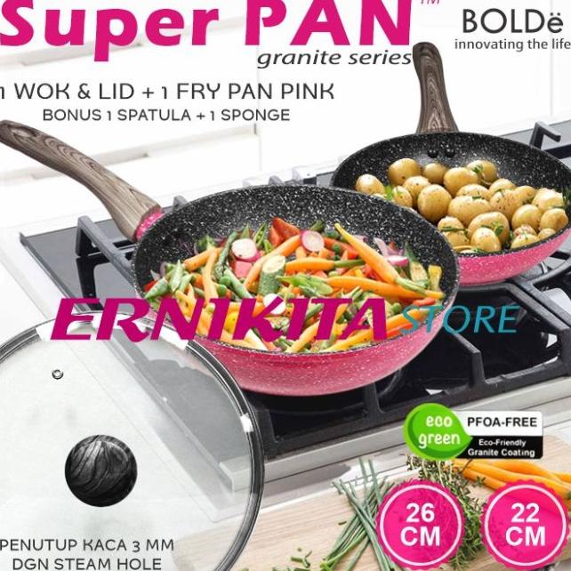 Super Pan Bolde Black Pink Series - Panci Granite Ceramic Cookware Set