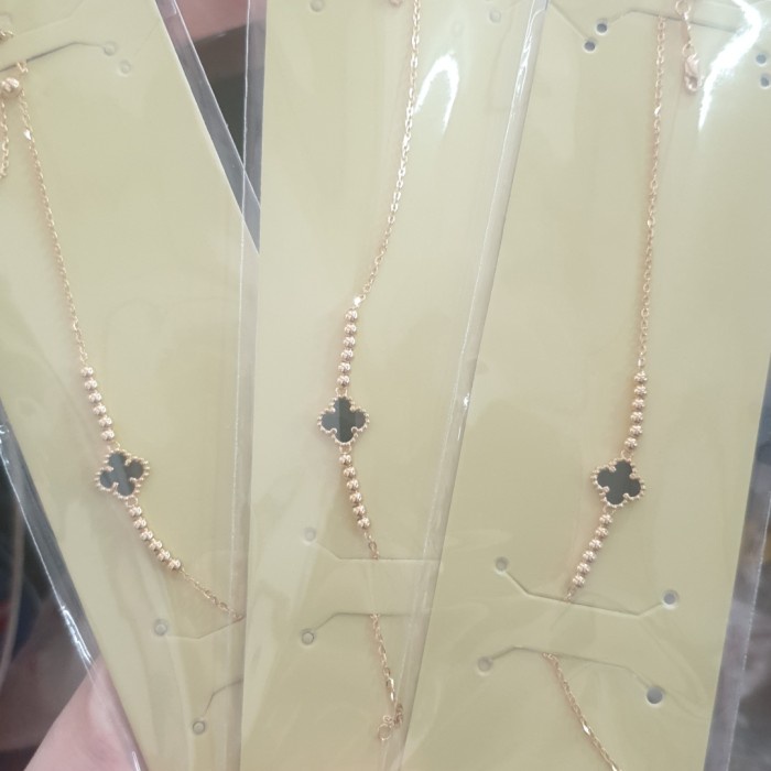 ✨Sale Gelang Serut Clover Bunga Hitam Emas Asli 700 70 16K Ubs Gold Bisa Sameday