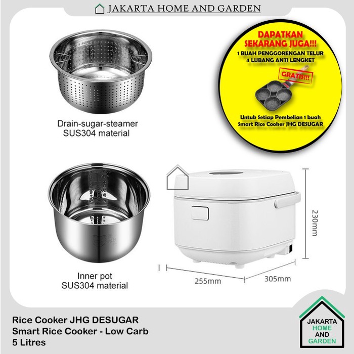 ✨Ready Smart Rice Cooker Less Sugar Low Carbo Jhg Ukuran Besar 5 Liter Bisa Sameday