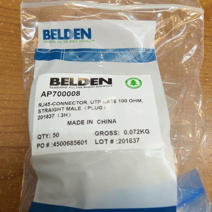 [Ori] Connector Utp Rj45 Cat 6 Belden / Rj 45 Belden / Belden Limited