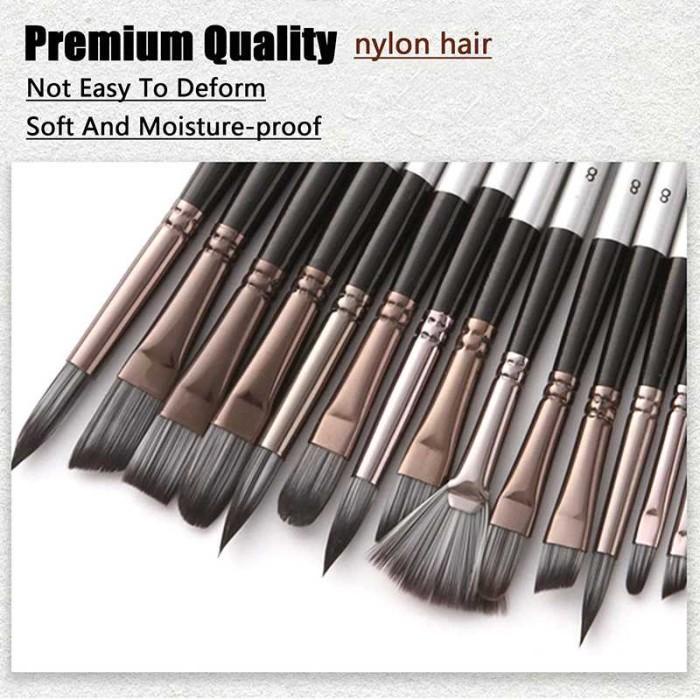 

Kuas Alat Lukis Set Cat Air Minyak Nylon Paint Art Brush Premium 24Pcs