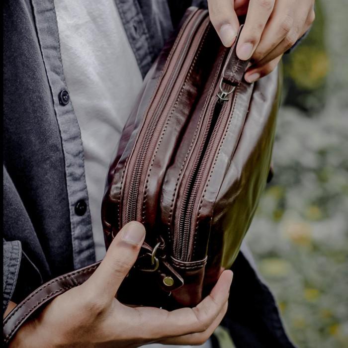 Pouch Bag - Cherokee Double Brown- Kael Leather