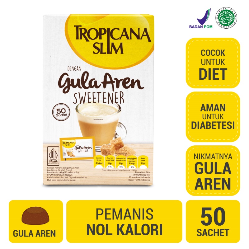 

Tropicana Slim Sweetener Gula Aren 50 sch - Pemanis untuk Batasi Gula