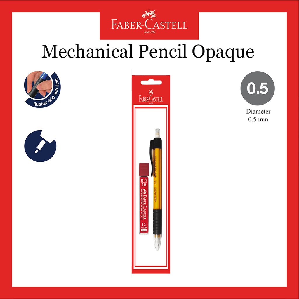

RK Pensil Mekanik Faber Castell/Mechanic Pencil Transparan Blister/Ukuran 0.5 MM /GRATIS 1 Tube