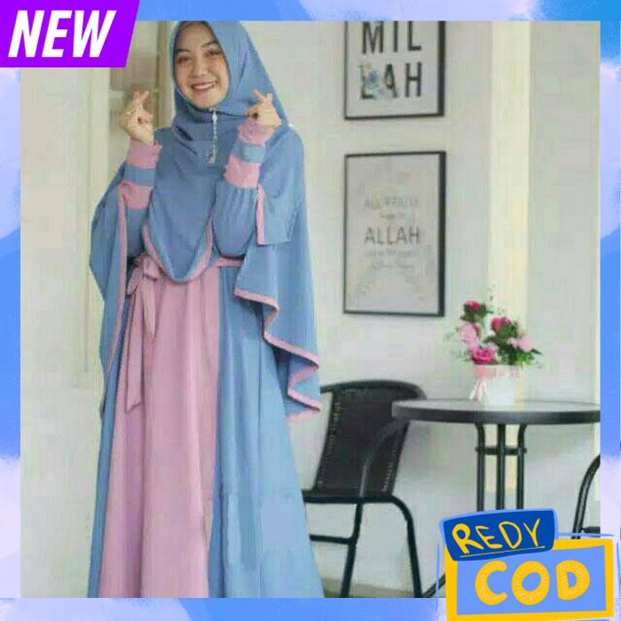 Gamid Kerudung Syar'I Bsju Games Pesta Kondangan Dres Korea Style 2In1 Branded Ibu Ibu 1 Set Gamis S