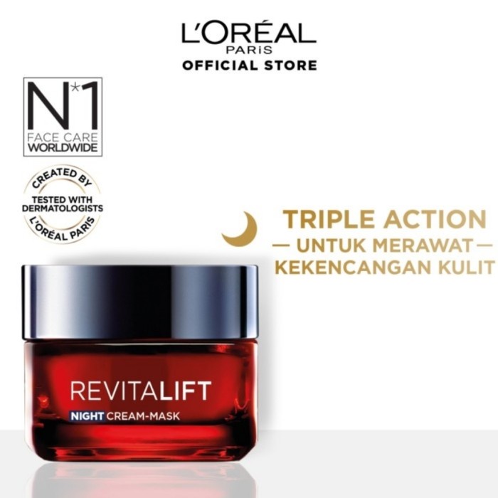 [Original] Loreal Revitalift Laser X3 Night Cream Mask / Krim Malam Anti Aging Berkualitas