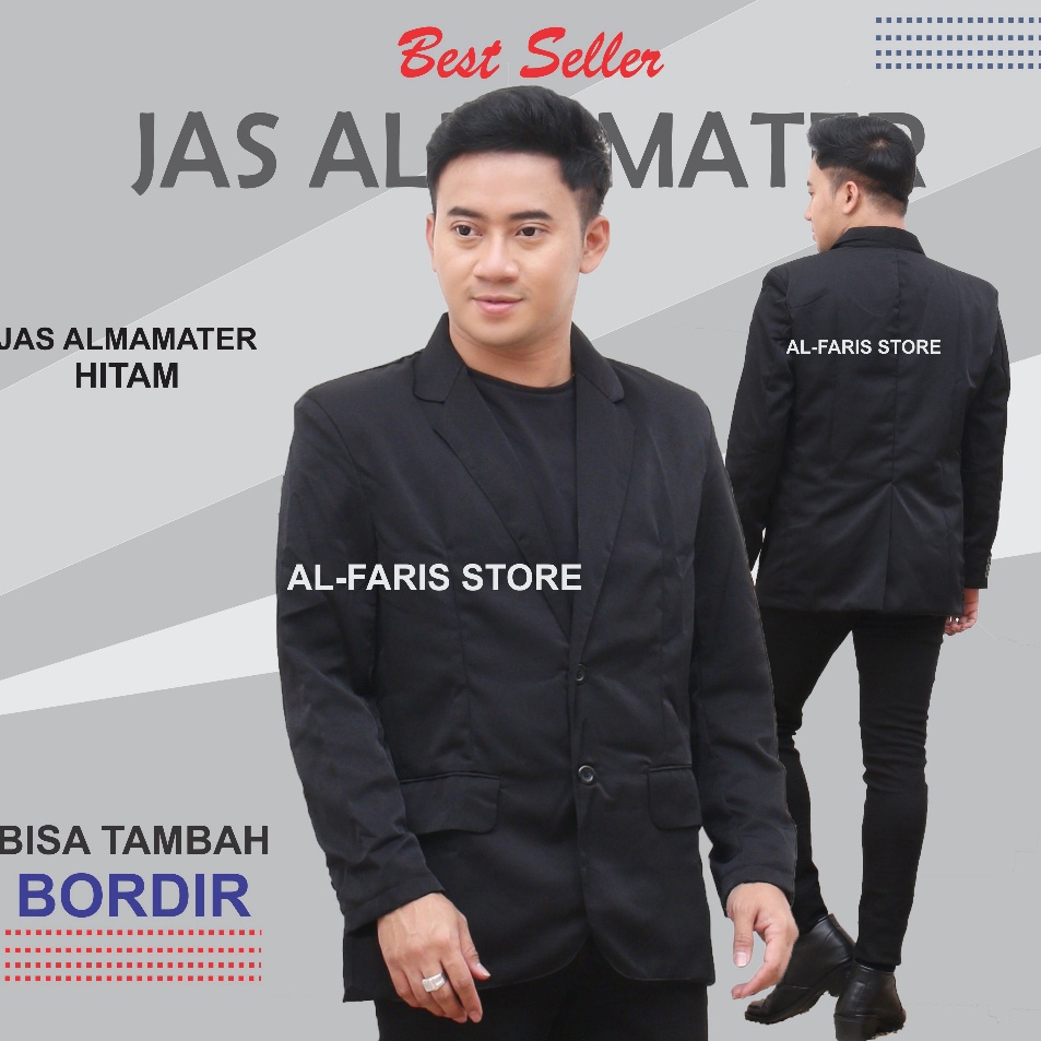 %POT~@ JAS BLAZER HITAM FULL FURING JAS HITAM POLOS FORMAL / JAS WISUDA / JAS ALMAMATER SERAGAM POND