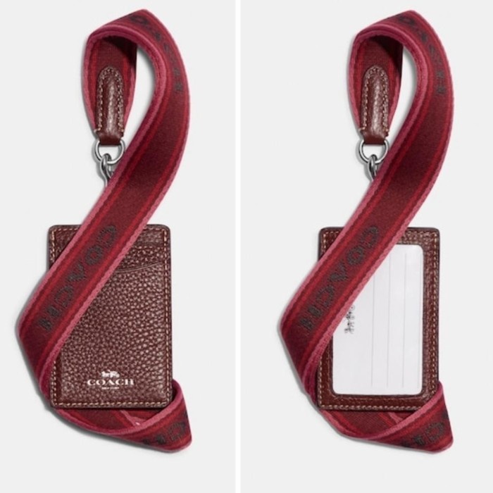 

✨Sale Coa*Ch Ch693 Pabbled Leather Id Lanyard Wine Multi Bisa Gojek