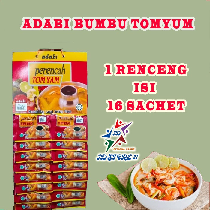 

16 Pcs Bumbu tomyum instan adabi perencah 40 Gram