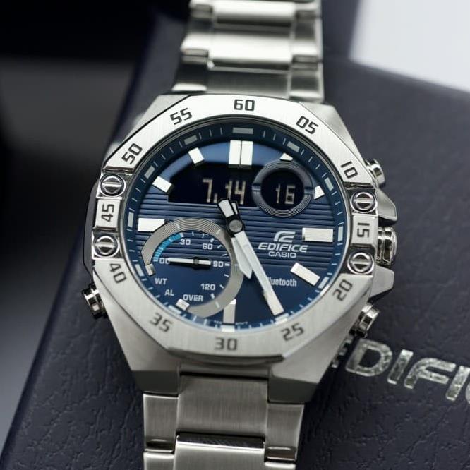 Jam Tangan / Arloji Casio Edifice Ecb10 Bluesil Fullset Box Original
