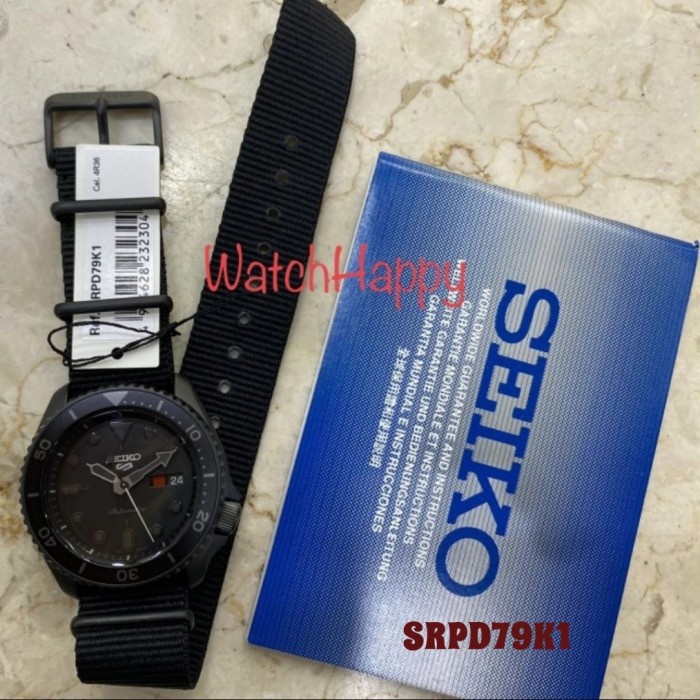 ✅Termurah Jam Tgn Pria Seiko 5 Sport Sprd79K1 Original Black Out Kanvas Srpd79 Limited