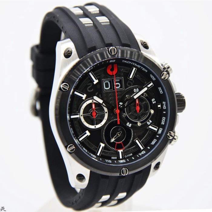 ✅Sale Charles Jourdan Cj1036-1332C - Jam Tangan Pria Rubber Original - Black Bisa Gojek