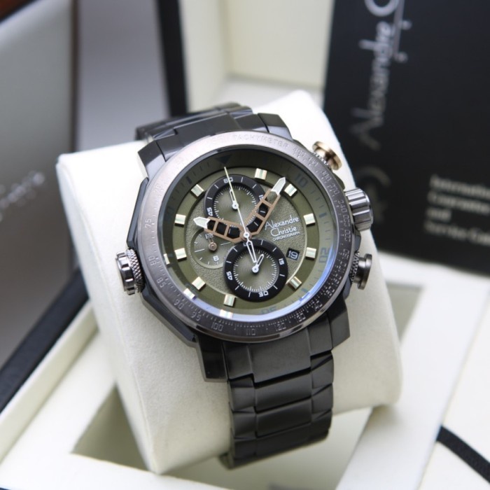 ✅Sale Jam Tangan Pria Alexandre Christie Ac 6565 Original - Black Green Berkualitas