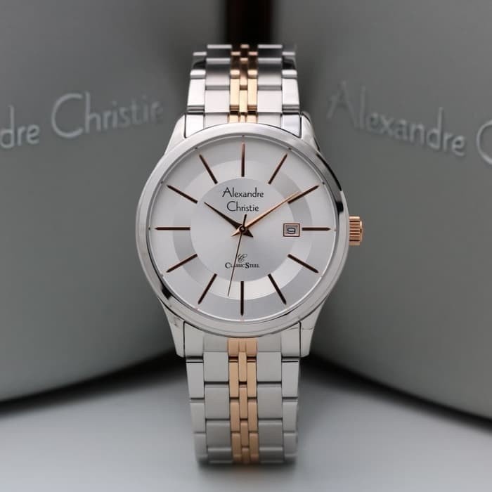 ✅Ready Jam Tangan Pria Alexandre Christie Ori Ac 8348 Md Silver Rosegold Berkualitas
