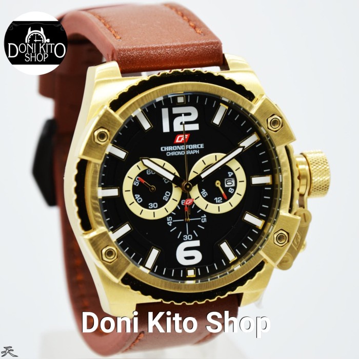 ✅Sale Jam Tangan Pria Original Chronoforce 5263 Gold Limited